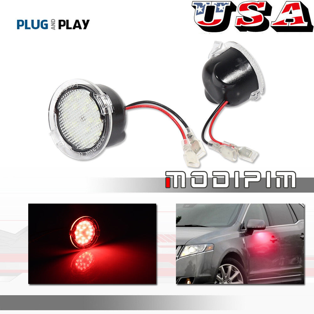 Red LED side mirror puddle light for Expedition Explorer Taurus- v