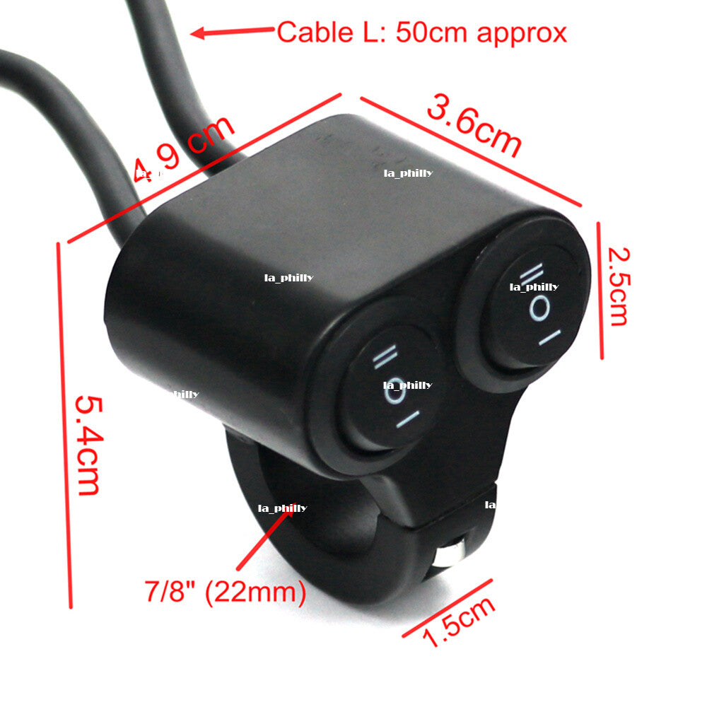 12V Motorcycle Switch 7/8 Handlebar Dual Button ON/OFF/ON Control Switches Q