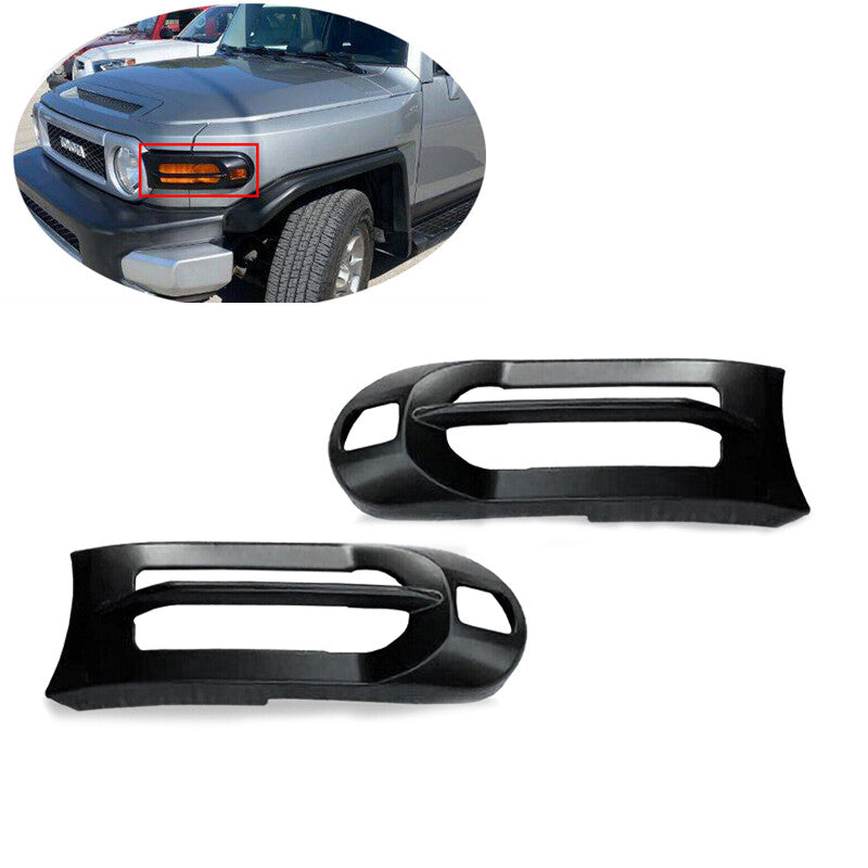 Matte black front fog light and bumper cover trim for 2007-2014 for Toyota FJ Cruiser
