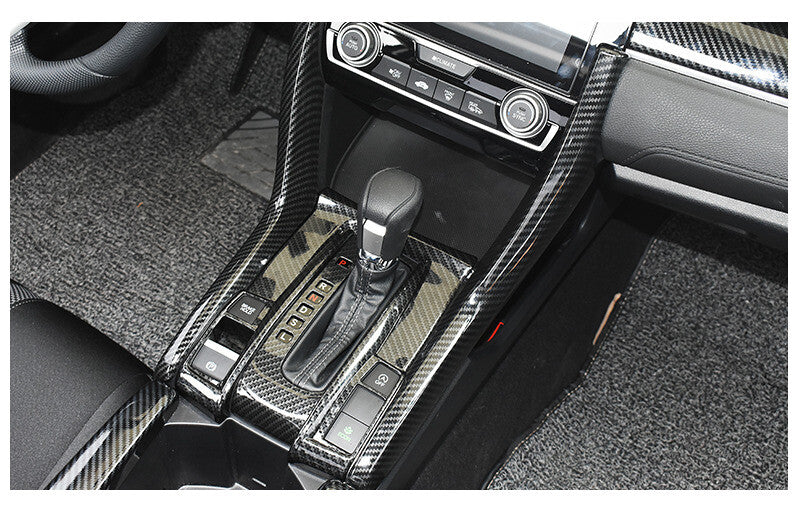 Middle Console Gear Shift Panel Trim 4PCS for Honda for Civic 2016-2021 Carbon Fiber