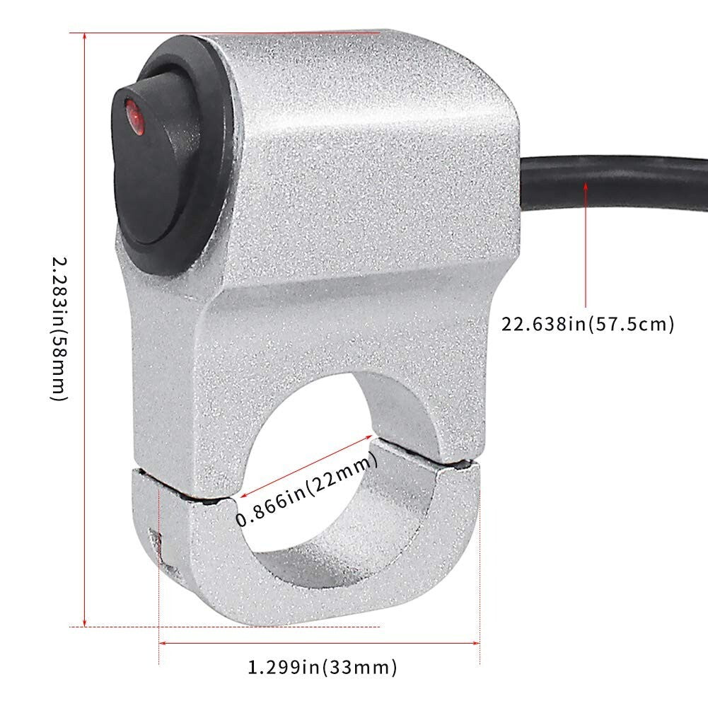 12V 22cm Motorcycle Headlight Brake Fog Light Handlebar Switch ON OFF Button