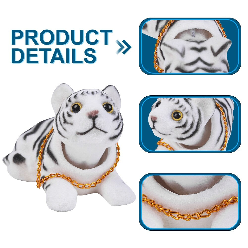 Nodding Lucky Tiger Figurine Ornaments Bobble Head Toys For Car Dashboard Decor
