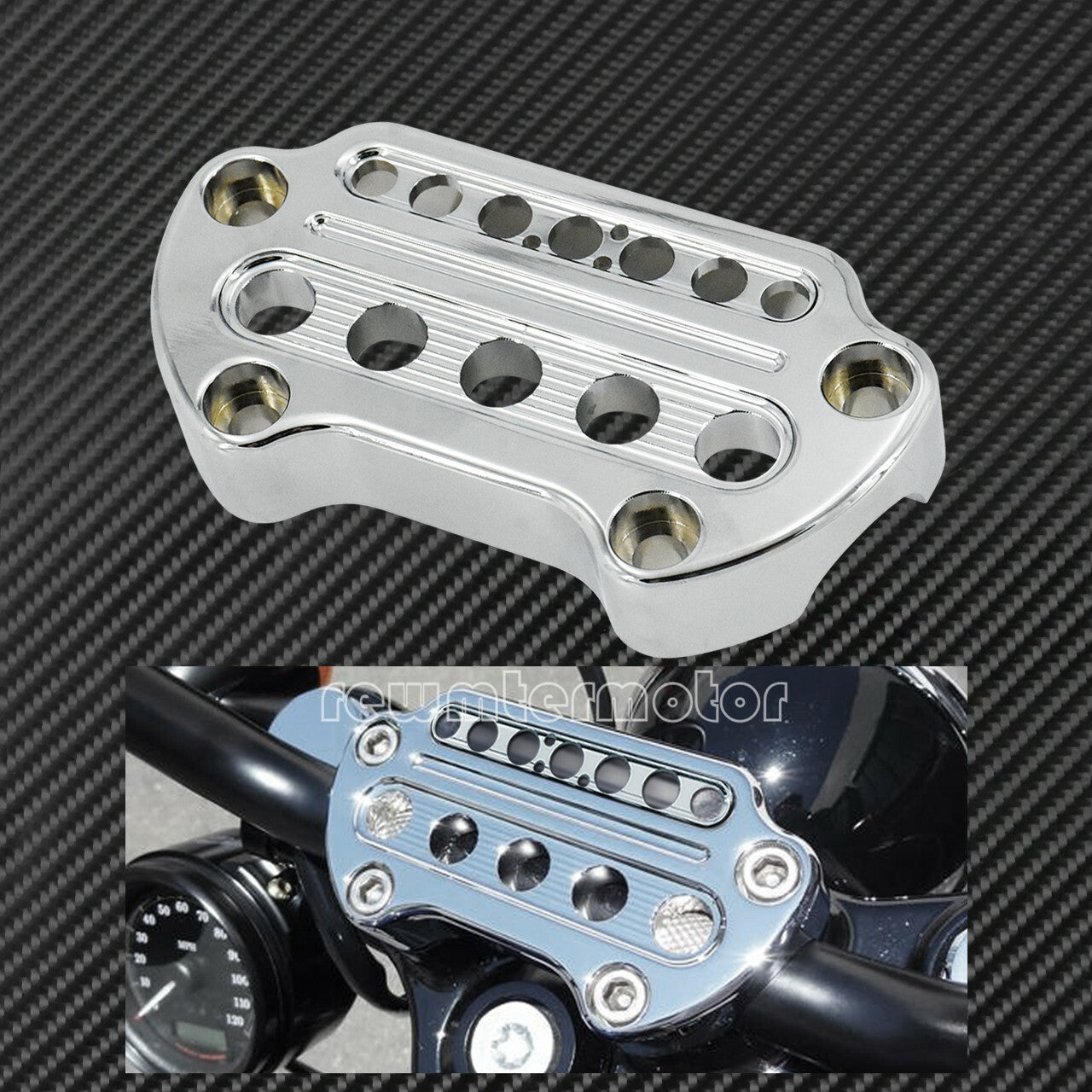 Chrome Front Indicator Handlebar Clamp Cover +Speedometer Bracket Fit for Harley Q