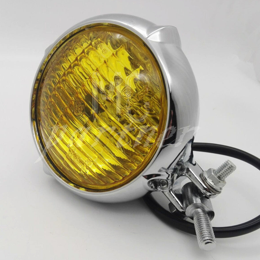 Chrome Polish Headlight Lamp Amber Lens for Harley Sportster Bobber Chopper Q
