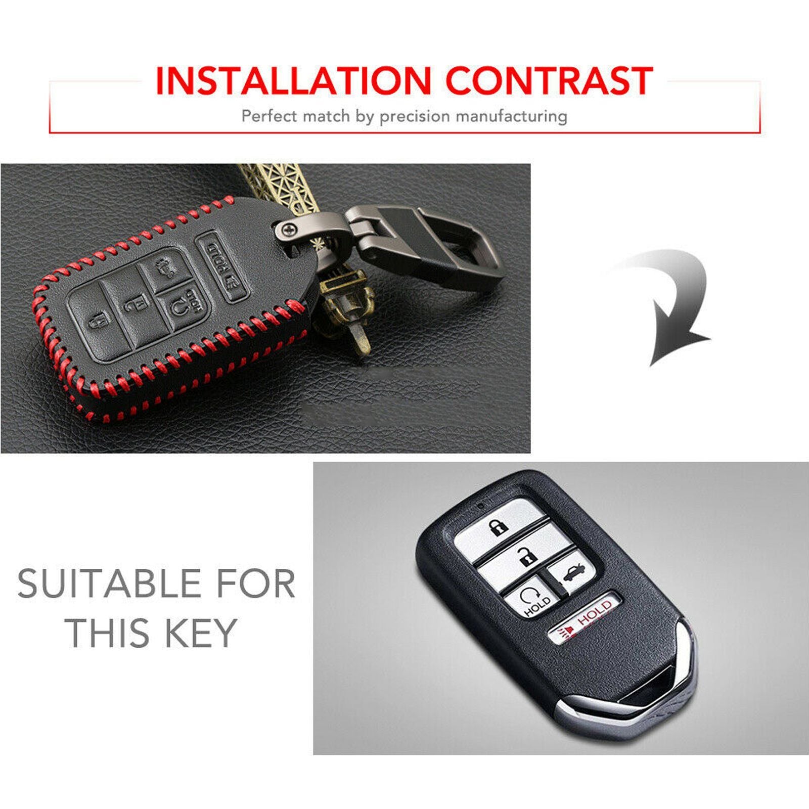 Leather Car Remote Key Protective Cover Shell Fob Parts Suitable for Honda for Civic Accord CR-V Pilot- Q