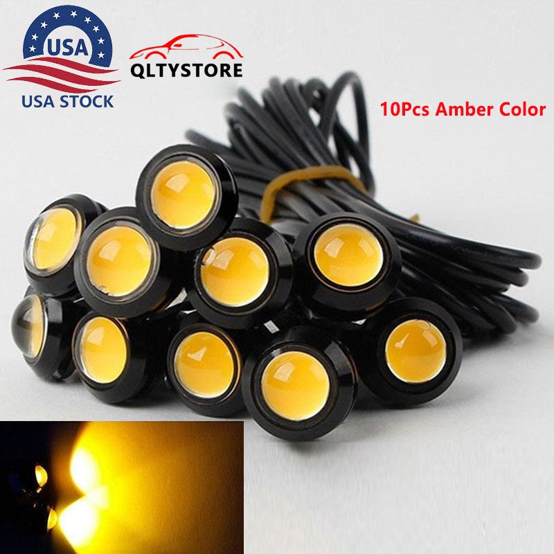 10 LED 18mm for Eagle Eye Car Motor Daytime Running DRL Tail Backup Bulbs Amber