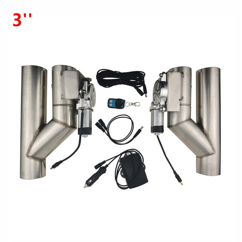 3 Double Electric Exhaust Valve Y Pipe Single Flap Control Valve Remote Switch