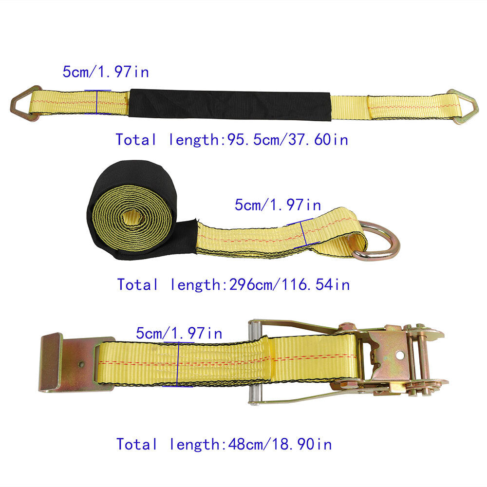 (Pack of 4) 2-inch x 120-inch wheel tie-on heavy-duty flat hooks for car trailers - n