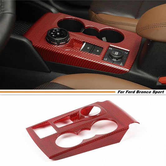Red Carbon Gear Shift Panel Cover Trim Accessories For Bronco Sport 21-2024 v