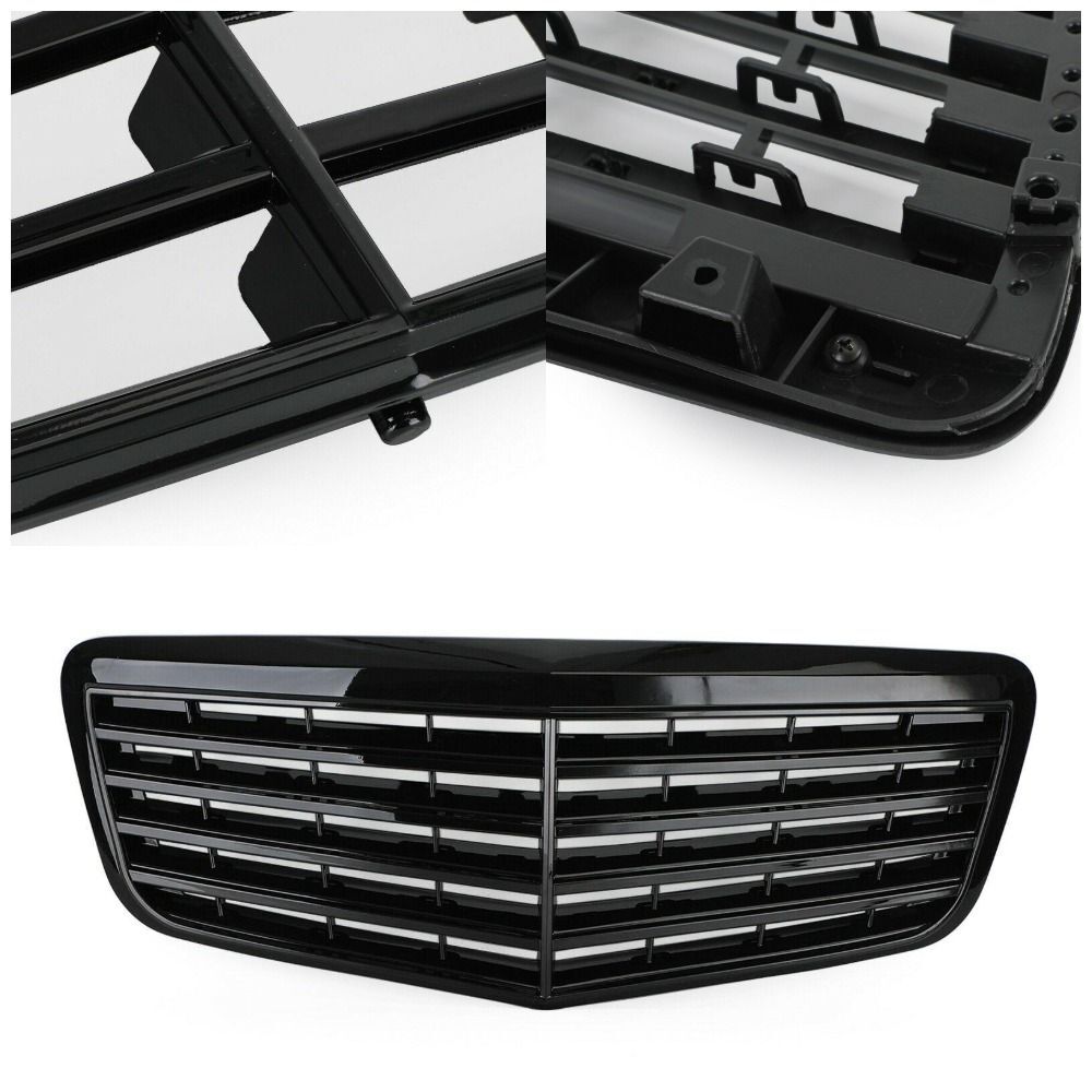 Black Front Grille Grill for Mercedes-Benz W211 E300 E350 E500 2007-2009