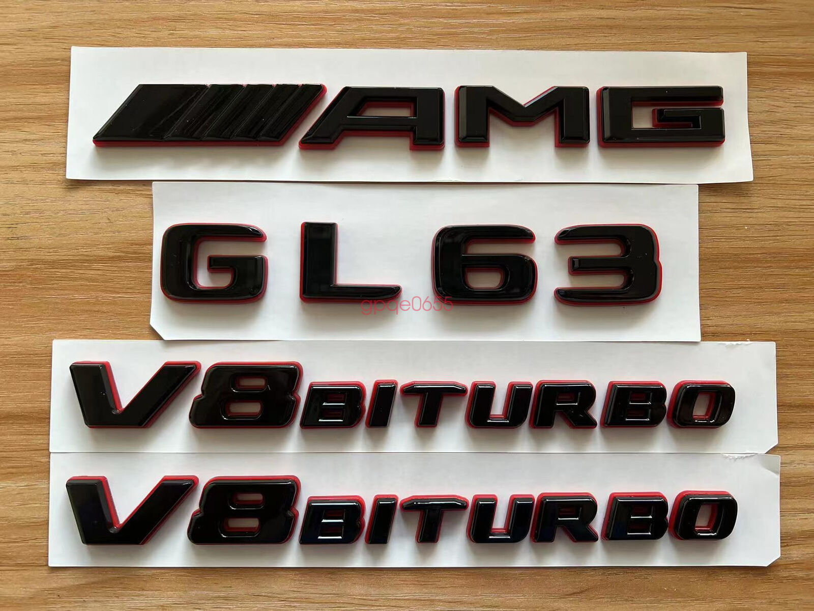 1SET Black RED GL63 AMG V8 BITURBO Emblem Badge Sticker Set For GL63