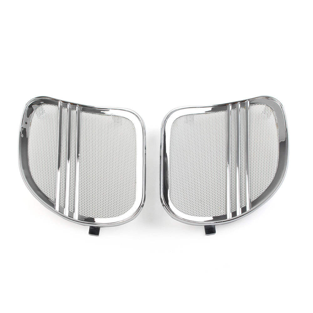 for Harley Road Glide 2015-2022 Tri-Line Speaker Grills Cover Trim Chrome Pair