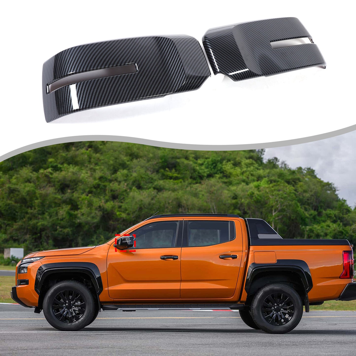 Carbon fiber car rearview mirror cover trim for Triton L200 2024-2026 n