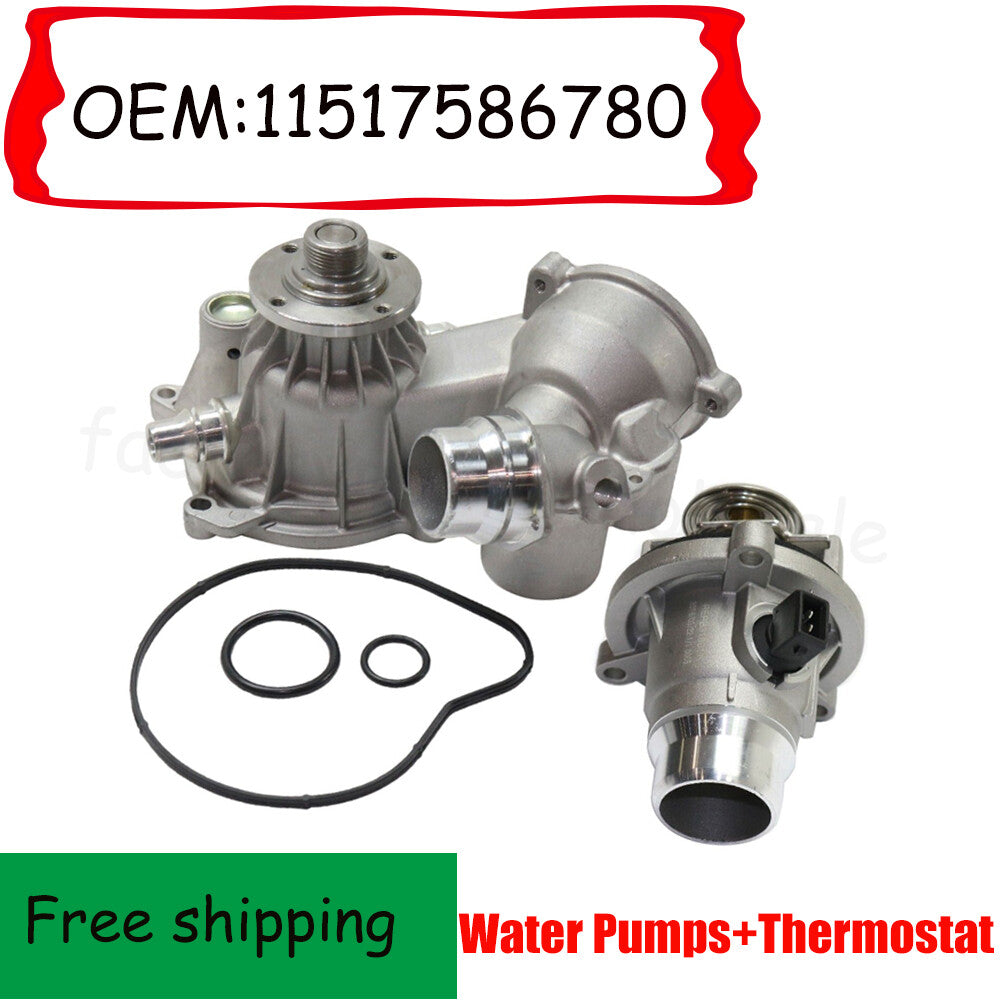 Set of 2 Pcs Water Pumps +Thermostat for E65 7 745i 745Li 760Li 760i n