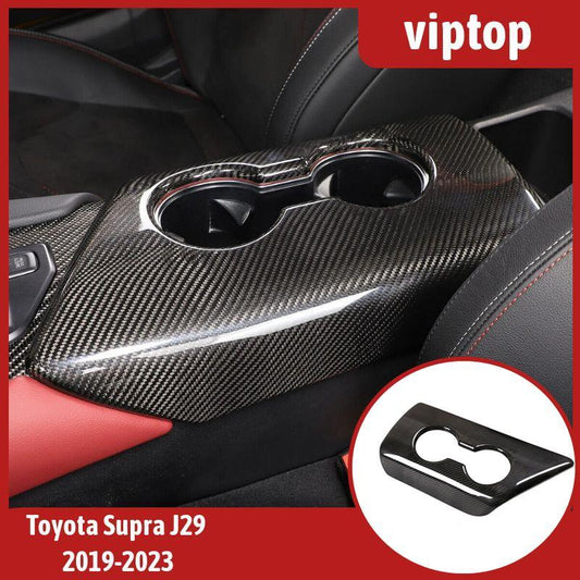 for Toyota Supra 2019-2023 Black Carbon Console Armrest Cup Holder Cover Trim