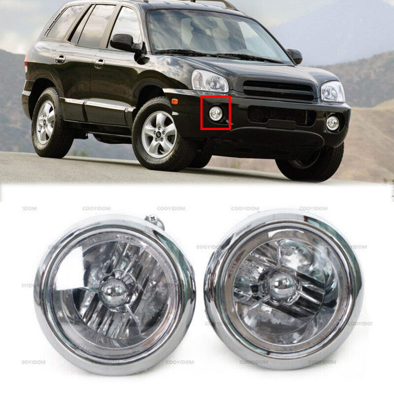 Pair for HYUNDAI SANTA FE 2001-2006 Front Bumper Fog Light Fog Lamp With Bulbs
