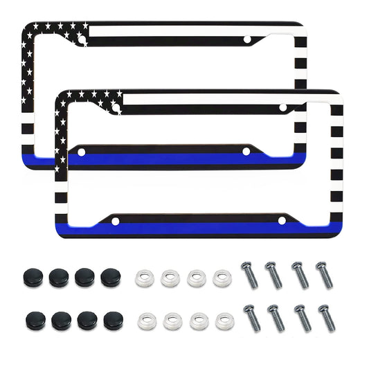 2X For Silverado 1500 US Flag Patriotic Car License Plate Frame Front Rear Cover