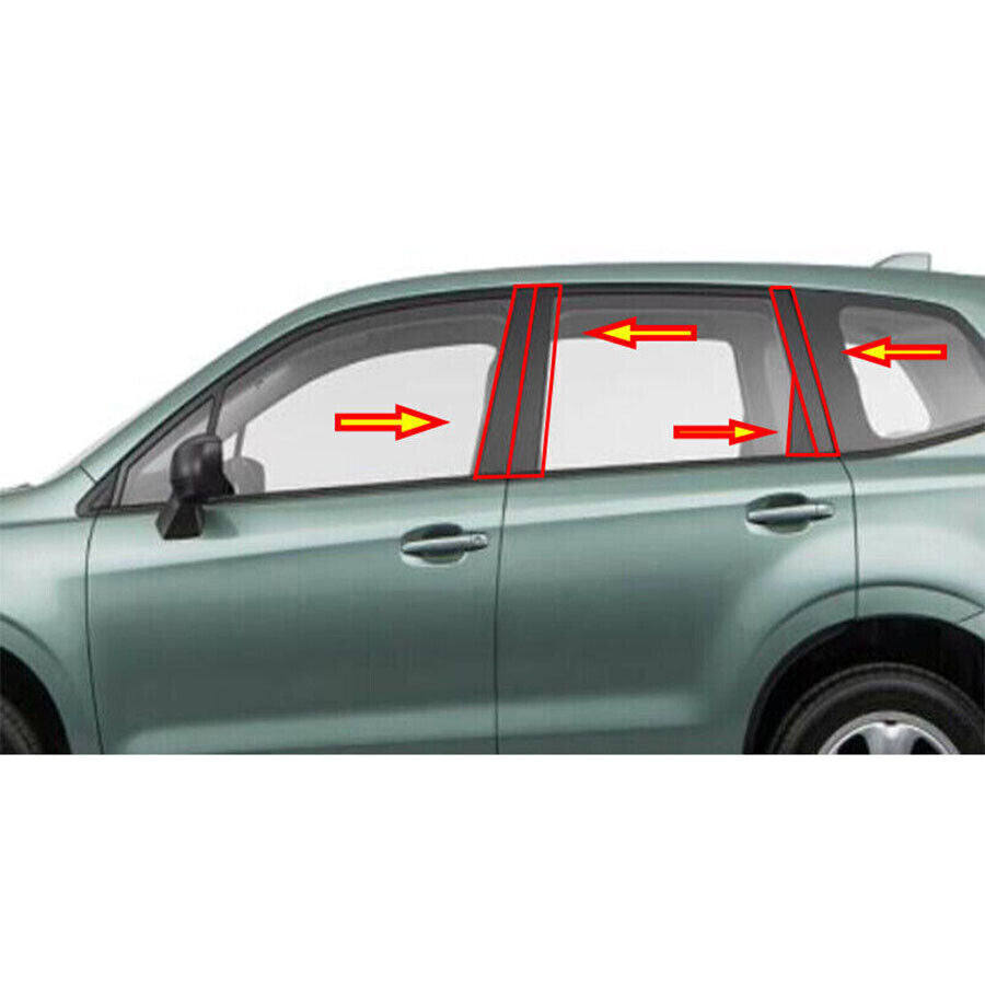 Piano Black Look Pillar Post Door Window Strip Trim for Subaru Forester 2014-18