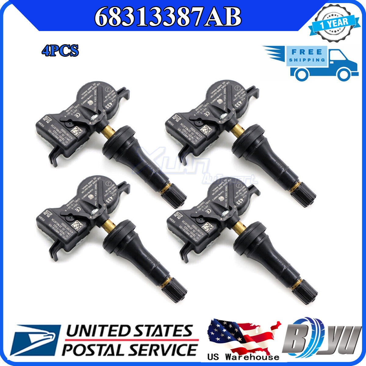 for DODGE for JEEP 68105280AF 433Mhz 4x 68313387AB Tire Pressure Monitor Sensor TPMS