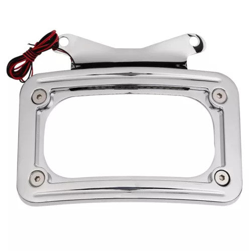 Chrome curved license plate mount with LED lights suitable for Harley Road Street Glide- n