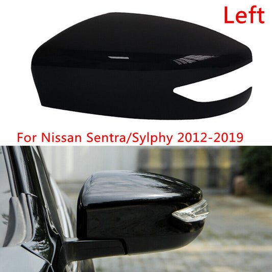 Black Left Side Rearview Mirror Shell Cover Cap for Nissan Sentra/Sylphy 2012-19