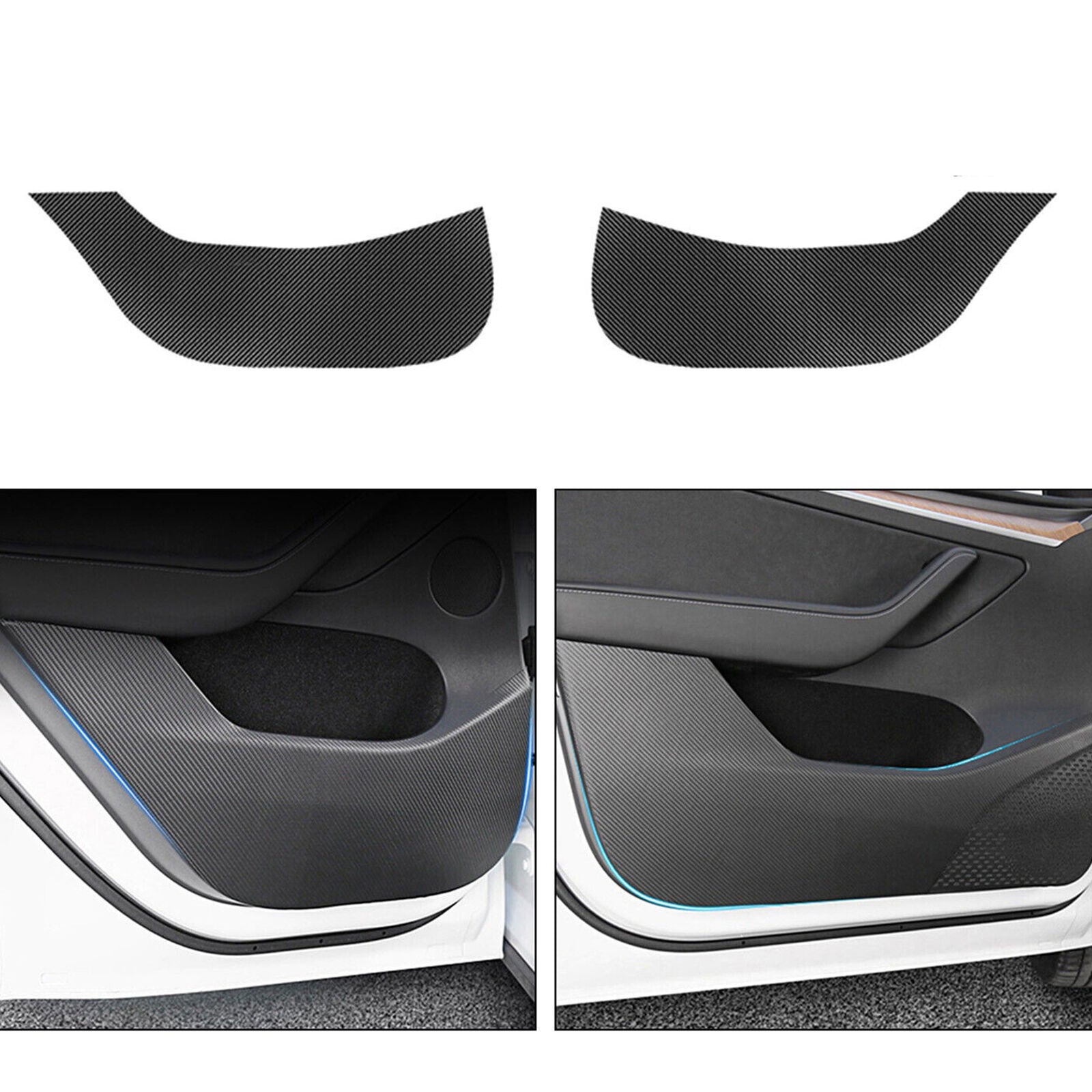 4-pack black door kick-resistant stickers, protective covers, and decorative films suitable for Model 3. n