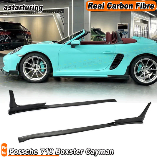 Fit for Porsche 718 Cayman Spyder Carbon Fiber Side Skirts Extension Lip