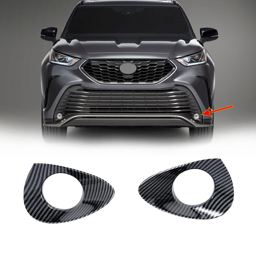 for Toyota Highlander XSE 2020-24 Carbon Fiber Style Front Fog Light Cover Trim