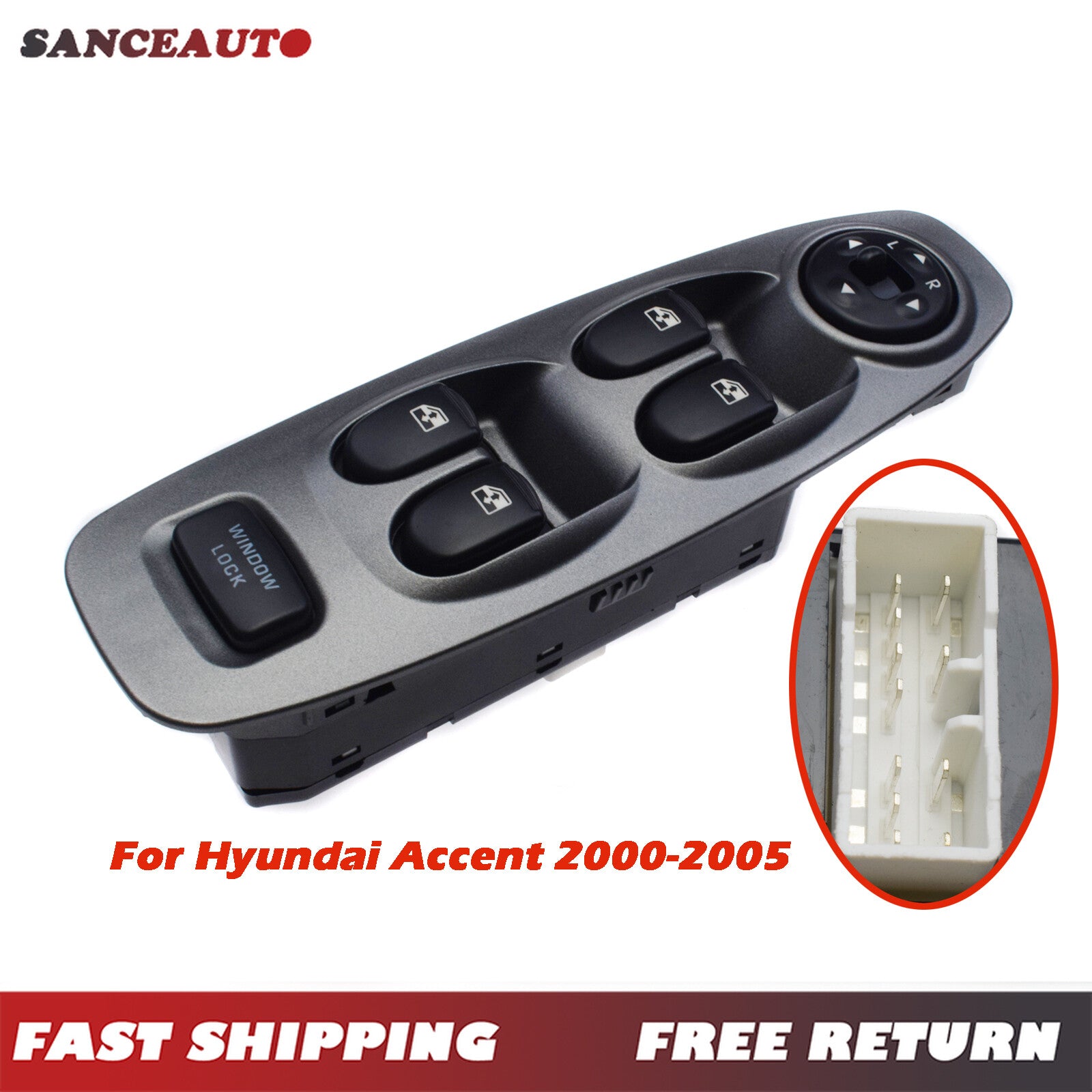 Grey power window lifter main control switch for Hyundai Accent 2000 - 2005 Brand New n