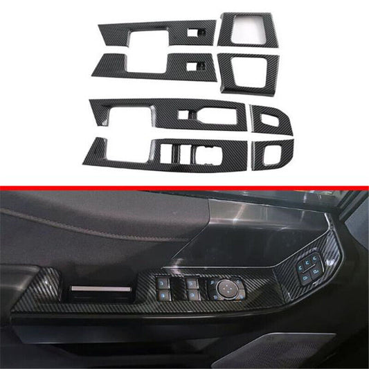 for Ford F-150 F150 2021-2023 Carbon Fiber Window Lift Switch Panel Cover Trim