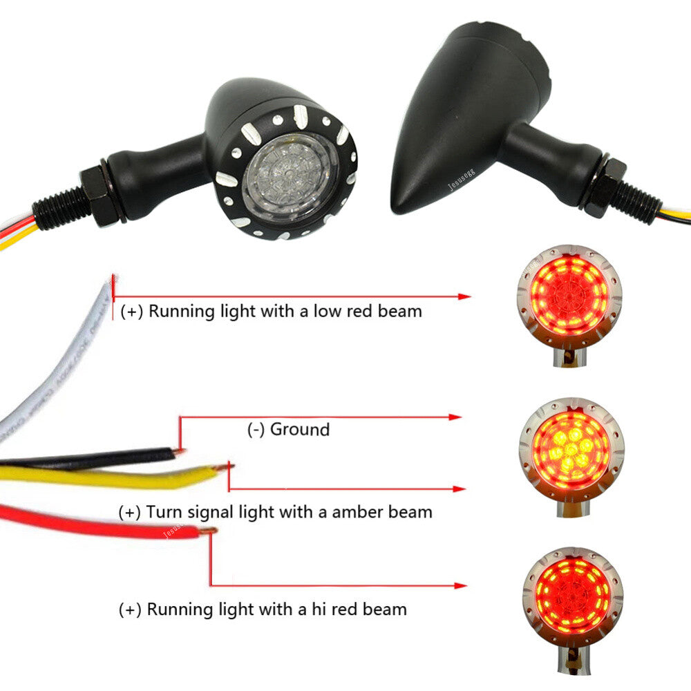 2X Universal Blinker running brake Bullet LED Indicator Lamp Black for Harley Q