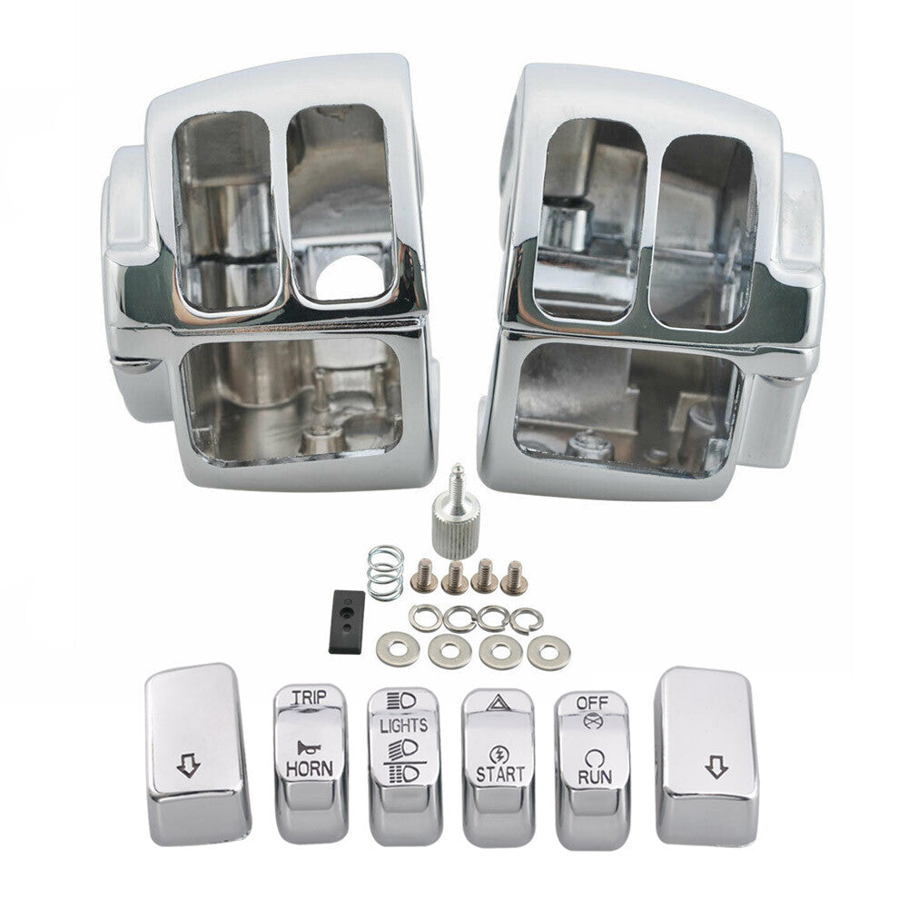 Chrome switch housing protective case + 6-button pack for Harley Sportster Softtail Fat Boy - n