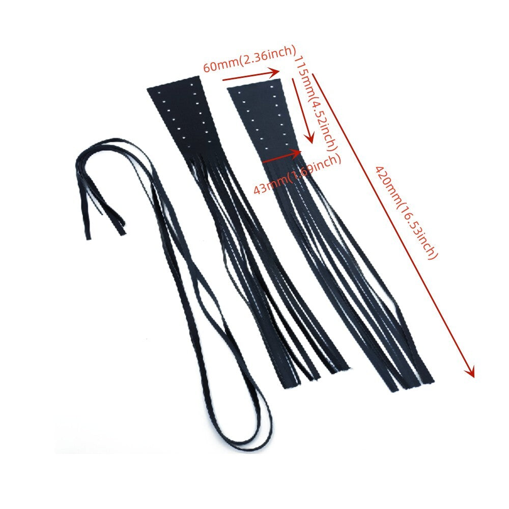 General Motors - Handlebars with long tassels, striped cover, leather motorcycle - n