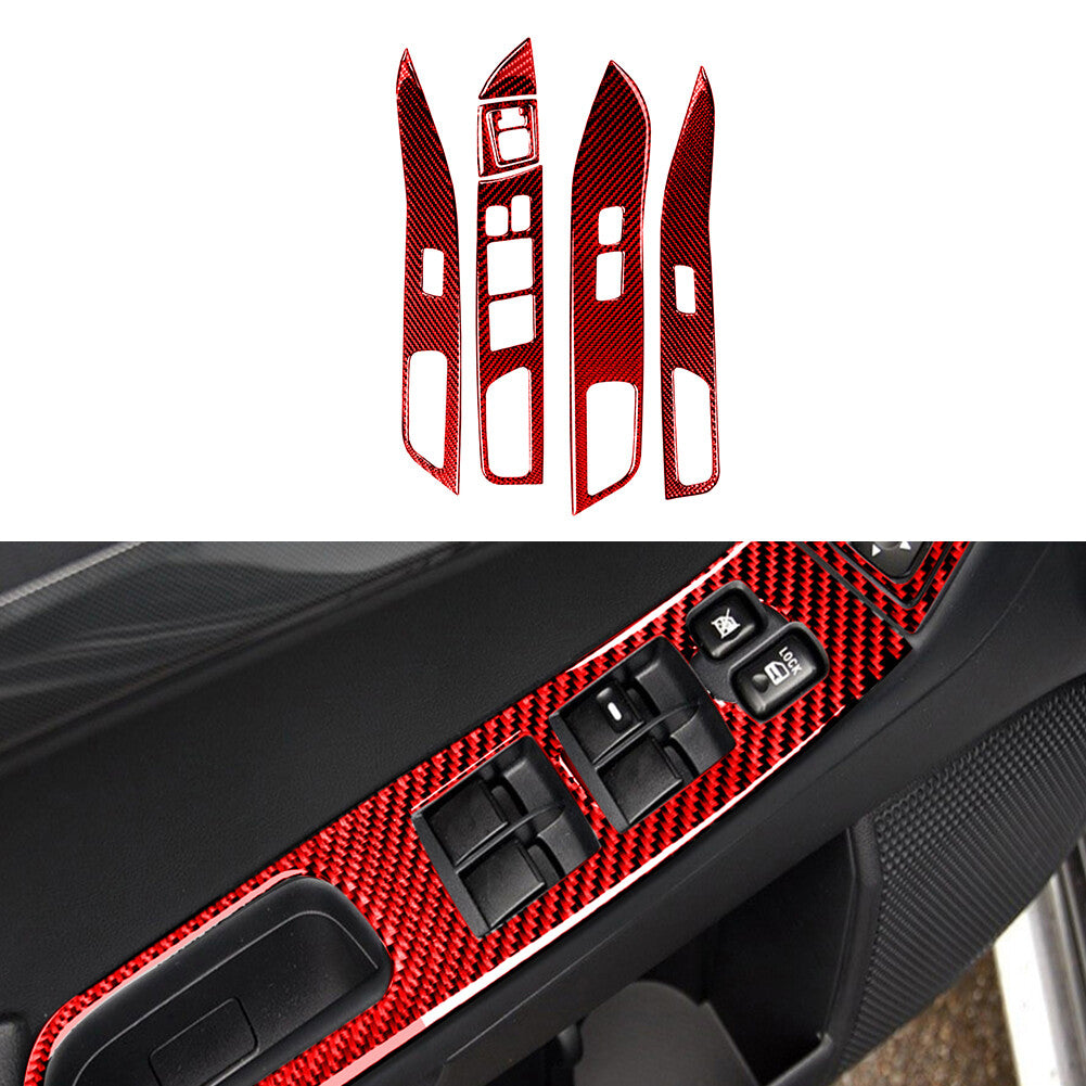 Red Carbon Fiber Rear Window Switch Panel Trim Cover for Subaru Forester 2005-08 v