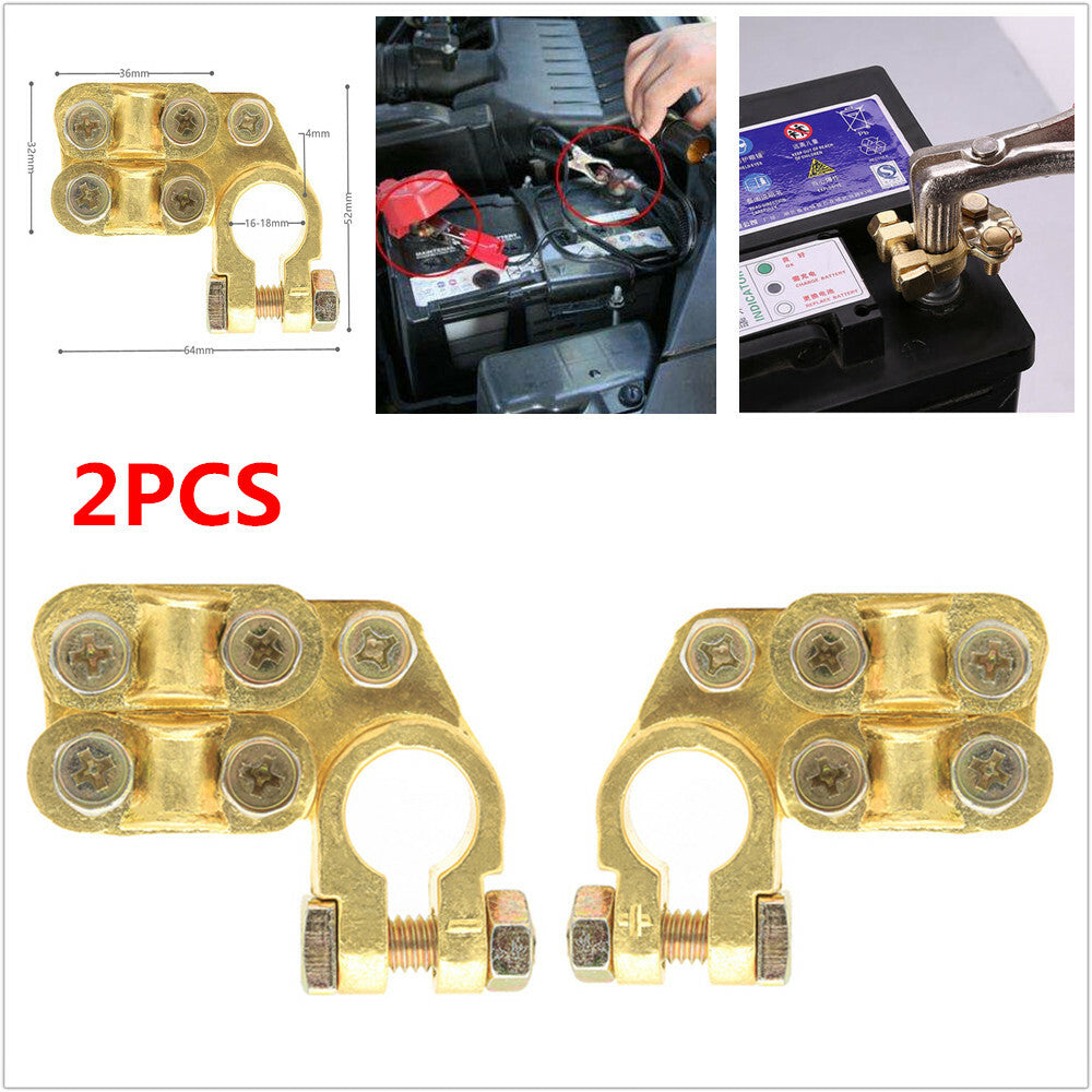 2x Solid Brass Heavy Duty Battery Top Post Cable Termination Wire Terminal 5 Screws n
