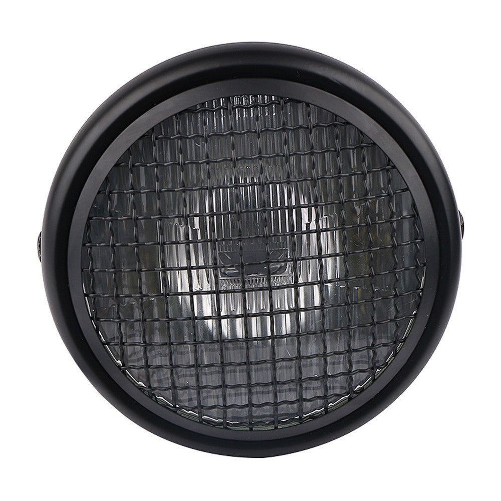 7-inch motorcycle headlight with mesh grille grill cover, metal cover, black