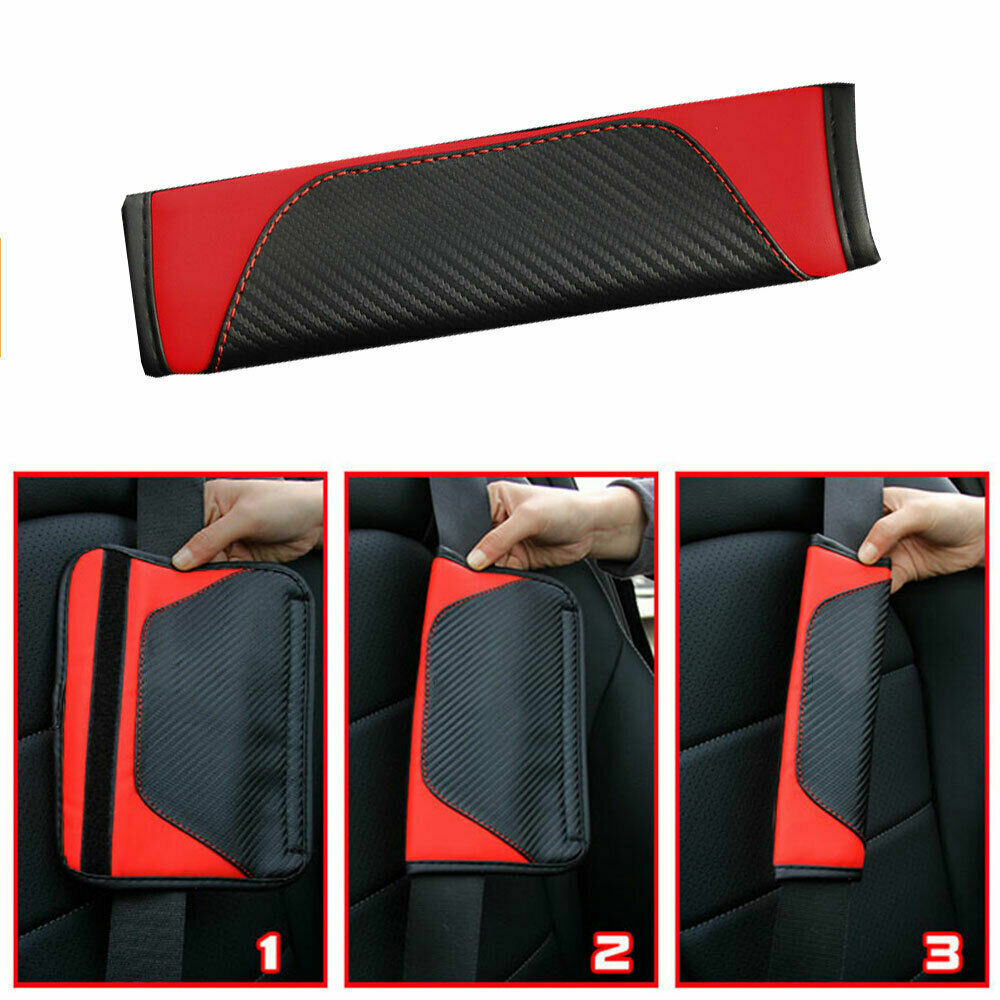 Shoulder protection cushion protector car for seat belt carbon fiber red + black