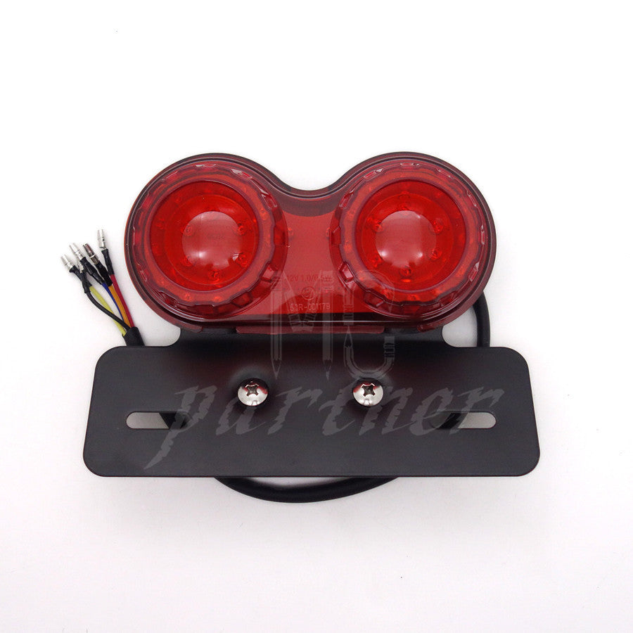 Motorcycle Red LED Twin Dual Tail Turn Signal Brake License Plate Light Q