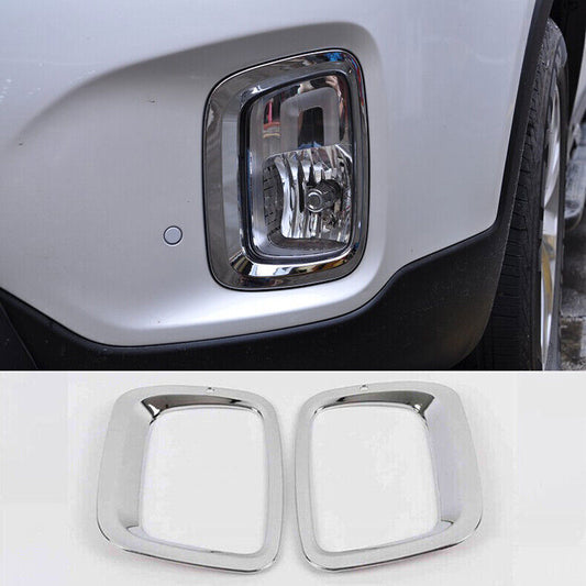 for Kia Sorento 14-15 Chrome Front bumper Fog Light Lamp Moulding Cover Trim 2P