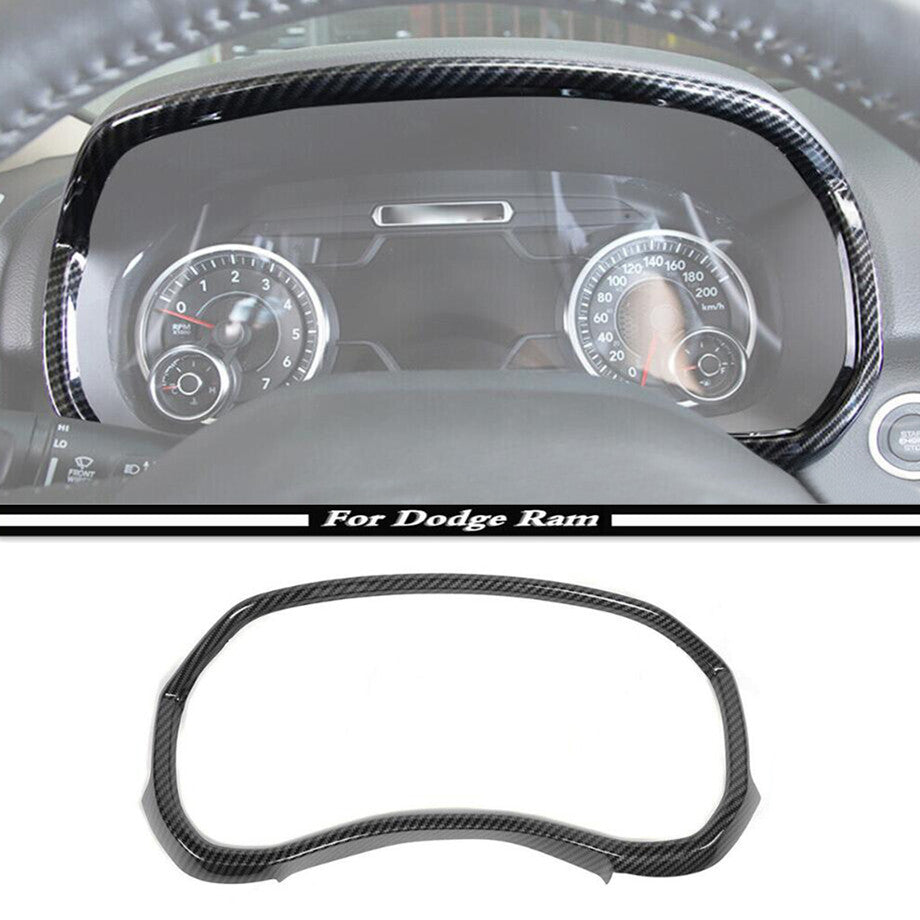 For 2019 - 2024 for Dodge for RAM 1500 Carbon Fiber Car Dashboard Meter Frame Cover Trim v