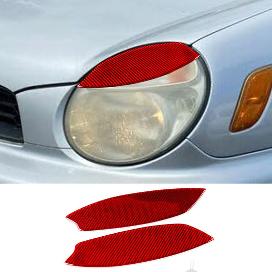 Red Carbon Fiber Headlight Eyelids Eyebrow Trim for Subaru Impreza WRX STI 02-03