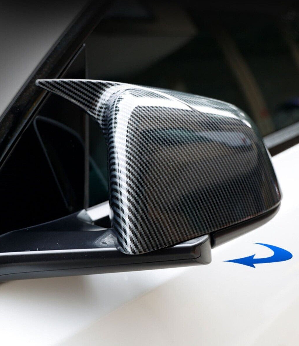 For 2023 for Tesla for Model Y Carbon Fiber Door Side View Mirror Cover Cap Accessories