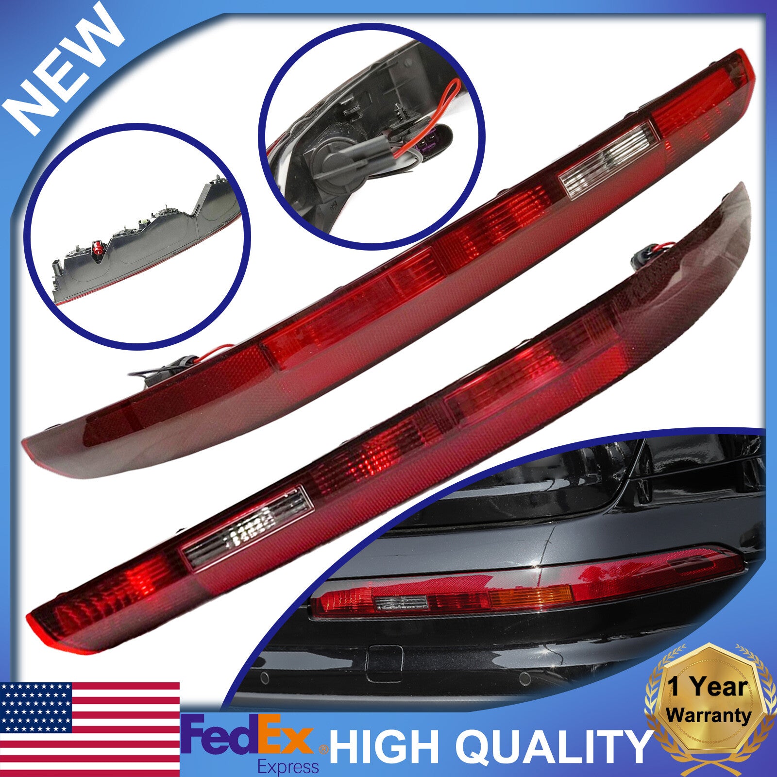 1. Dual bumper taillight assembly with rear fog lights suitable for Audi Q7 2016-2023 4M0945095A- n