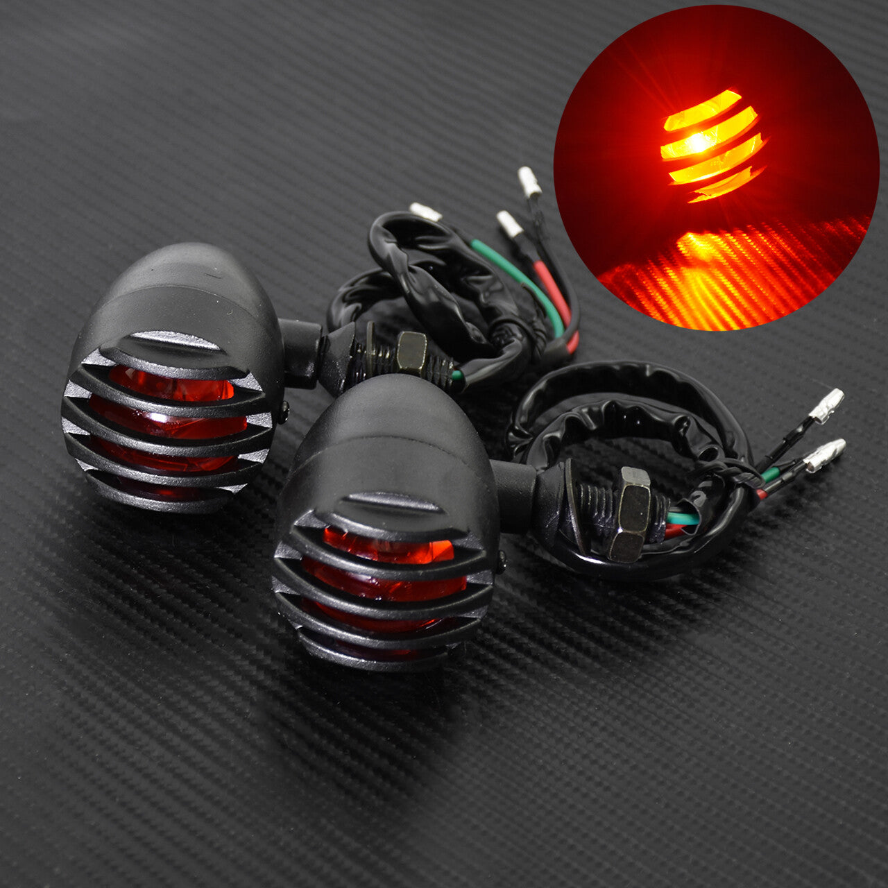 10MM Thread Red Grill Bullet Turn Signal Indicator Light Lamp Fit for Harley 883 Q