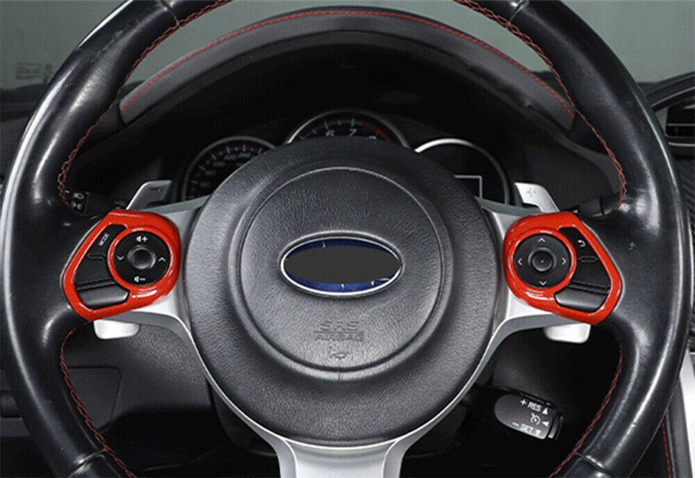 2Pcs for Toyota 86 for Subaru BRZ 17-21 Red ABS Interior Steering Wheel Button Trim