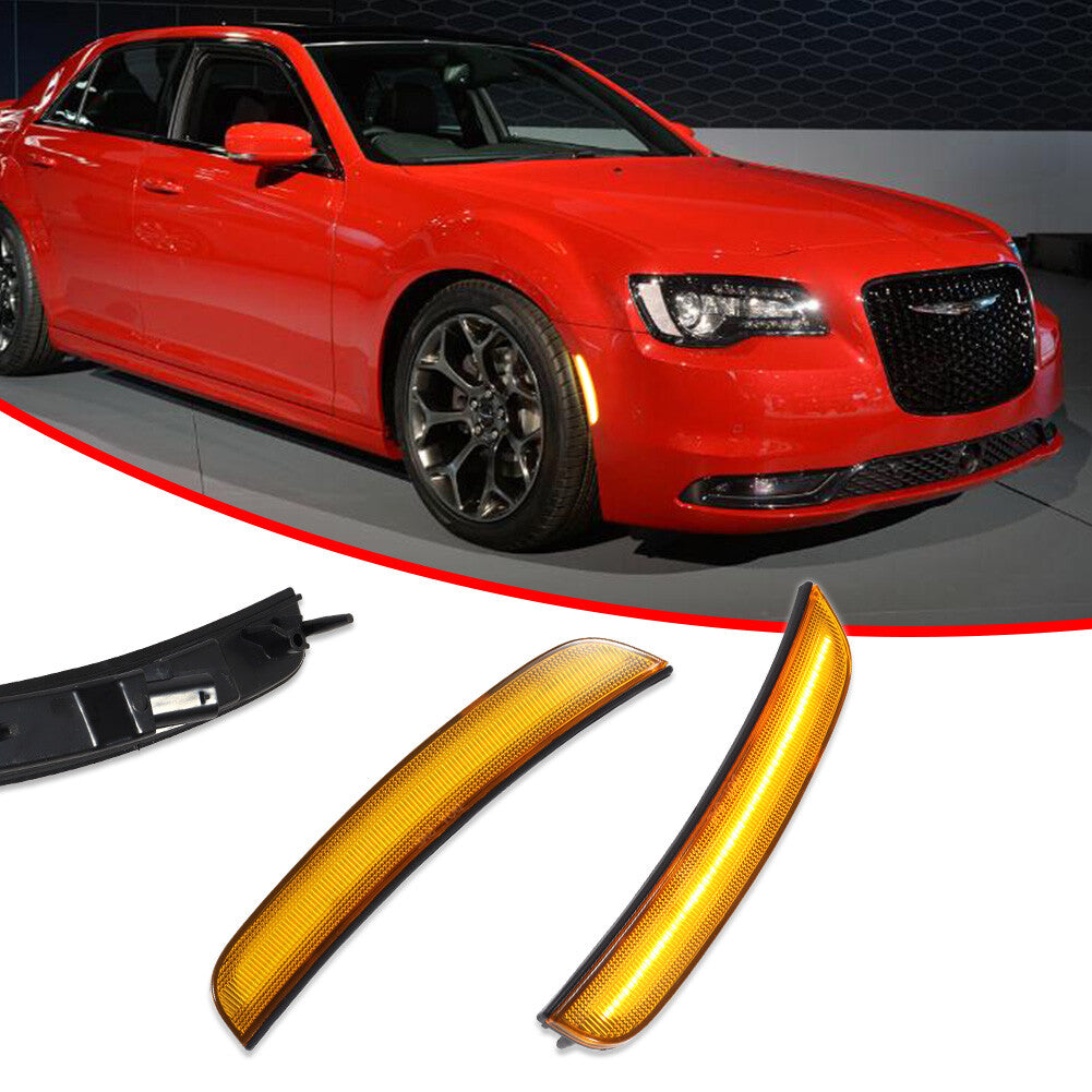 Amber Lens w/LED Front Side Marker Lights for 2015 - 2023 for for CHRysler 300 300C - v