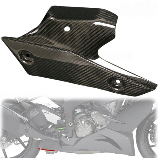 for Kawasaki ZX6R 2013-2025 Real Carbon Fiber Exhaust Heat Shield Guard Cover