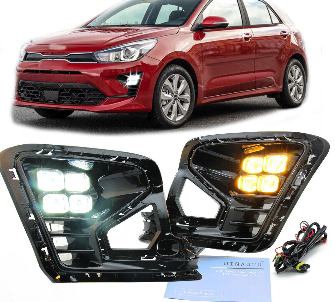 Fit for Kia Rio DRL LED 2021-2023 Daytime Running Lights with Turn Signals Kit Q