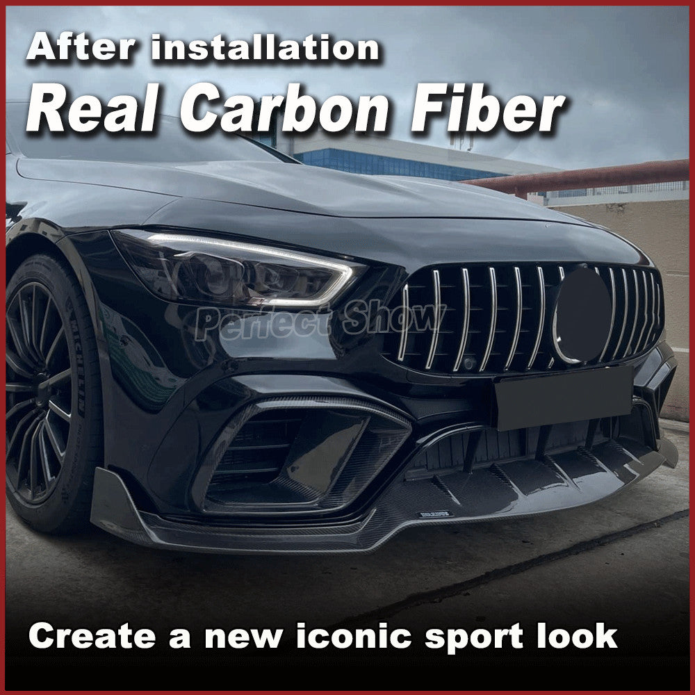 for Benz AMG GT GT50 GT53 GT43 Real Carbon Front Bumper Grill Fog Air Vent Cover