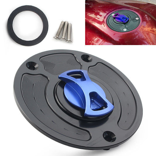 1x Motorbike Fuel Gas Tank Cap Cover Keyless Fit for Kawasaki ZX10R ZX9R Blue Q